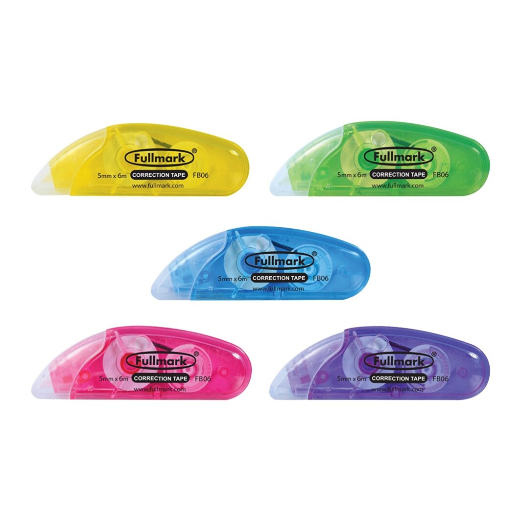 Fullmark Correction Tape Model B, 5mm X 6m Each, 5-Pack ( Assorted Color )-0