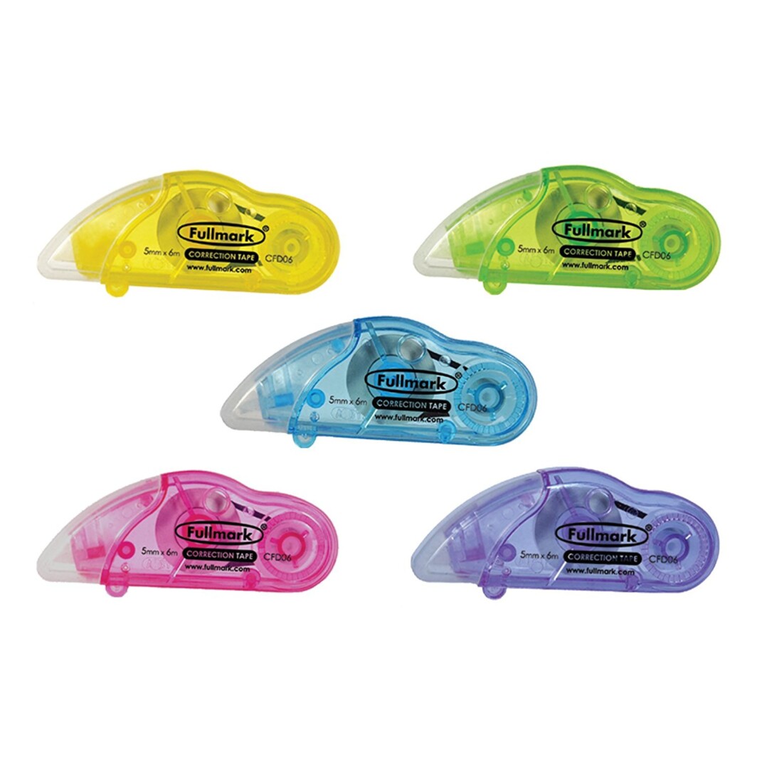 Fullmark Correction Tape Model D, 5mm X 6m Each, 5-Pack ( Assorted Color )-0