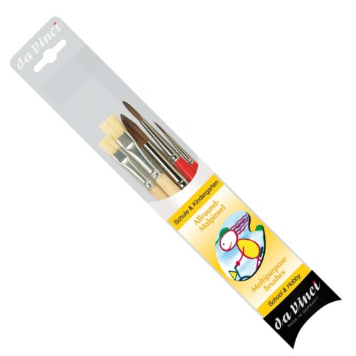 Da Vinci Multipurpose Brush Set Of 5 Series 4214 School & Hobby With Brush Box-0