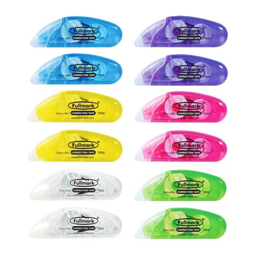 Fullmark Correction Tape Model B , 5mm X 6m Each, 10-Pack ( Assorted Color )-0