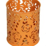 Asint Round Metal Pen Stand ( Orange )-0