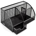 Asint Metal Mesh 6 Compartment Desk Organizer Oval Shape -0