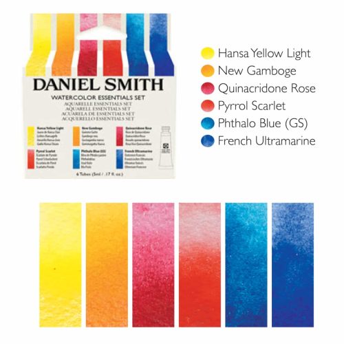 Daniel Smith Essentials Introductory Watercolor Set of 6 tubes swatch