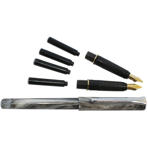 Asint 2 Nib Calligraphy Set, 8 Piece. Includes 1 Calligraphy Pen, 2 Calligraphy Nibs, 4 Black Ink Cartridges and an Instruction Booklet with Practice Sheets.-0