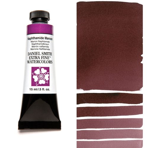 DANIEL SMITH Watercolor Naphthamide Maroon 15ml Tube swatch