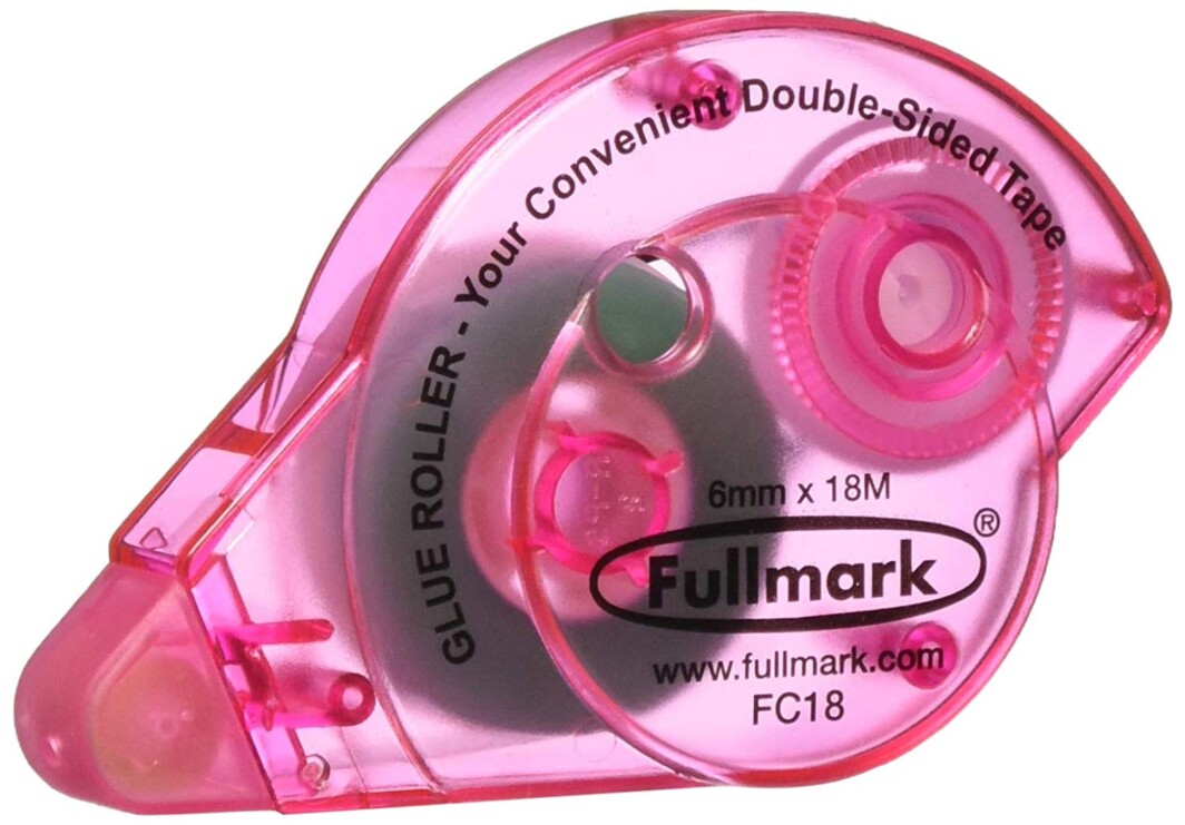 Fullmark Permanent Adhesive/Glue Roller 2 Pieces 6mm x 18m Pink Double-Sided Adhesive-0