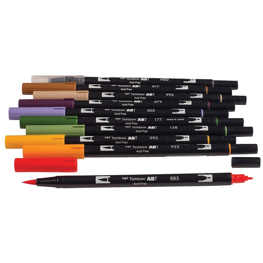Tombow Dual Brush Pen Set, 10-Pack, Secondary Colors (56168)-2818