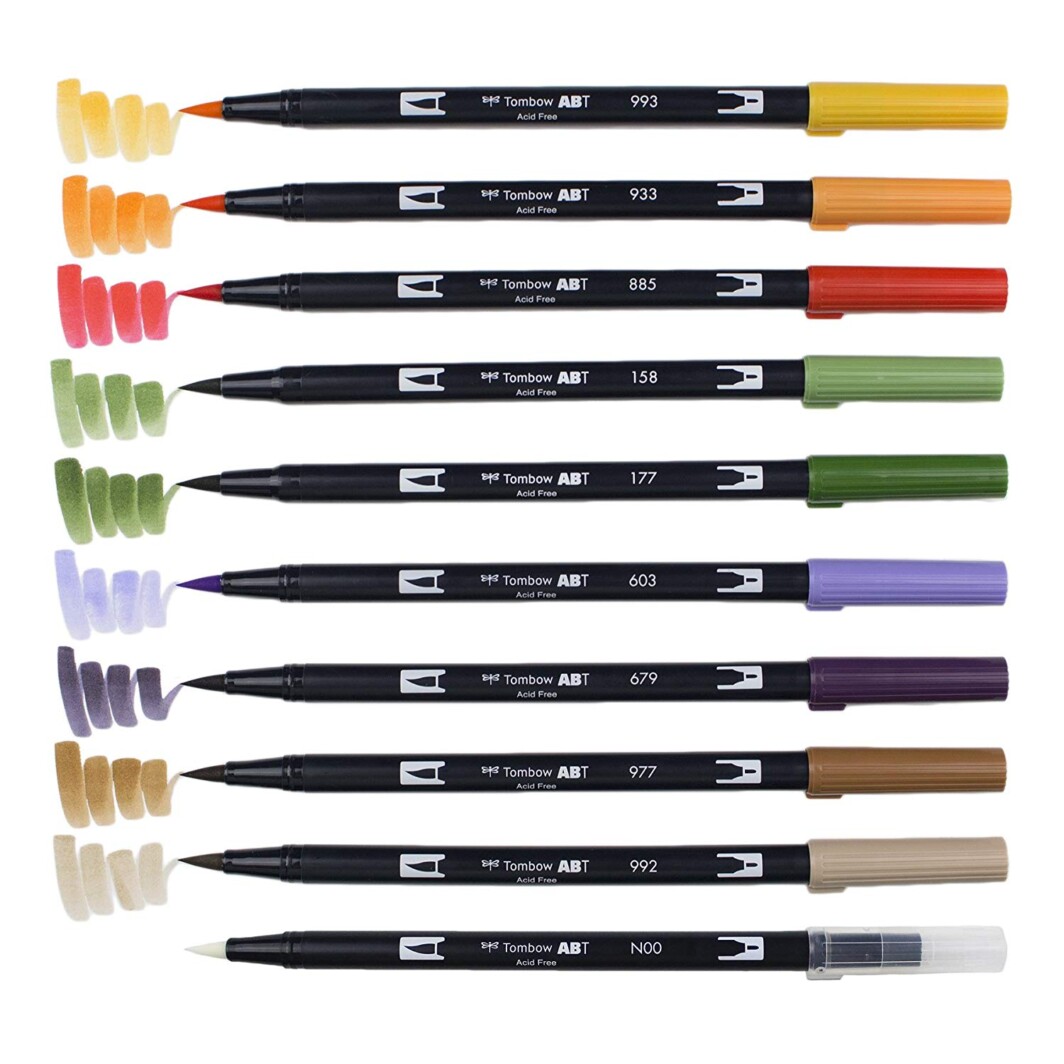 Tombow Dual Brush Pen Set, 10-Pack, Secondary Colors (56168)-2817