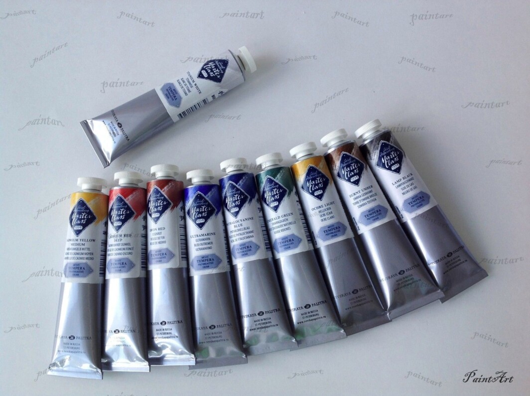 White nights extra-fine artistsTempera colours Set "MASTER-CLASS" 12 colours in 18 ml tubes-2839