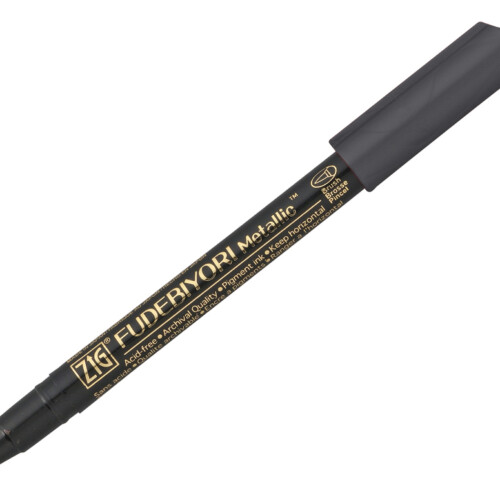 Zig Fude Brush Pen, Fudebiyori Metallic, Black No 127-0
