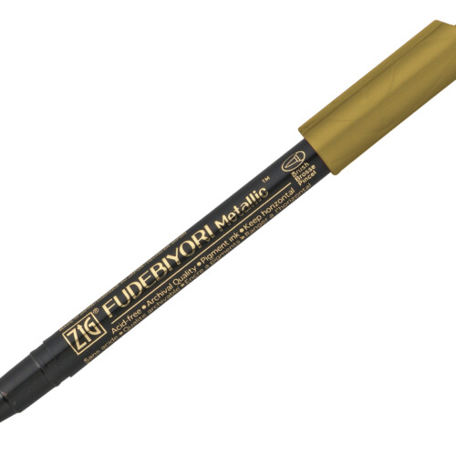 Zig Fude Brush Pen, Fudebiyori Metallic, Gold No.101-0