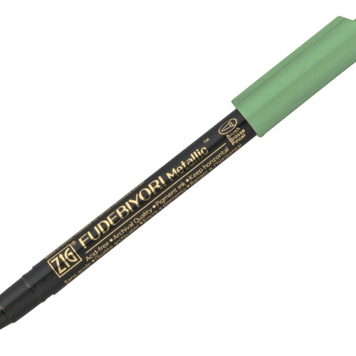 Zig Fude Brush Pen, Fudebiyori Metallic, Green No 121-0