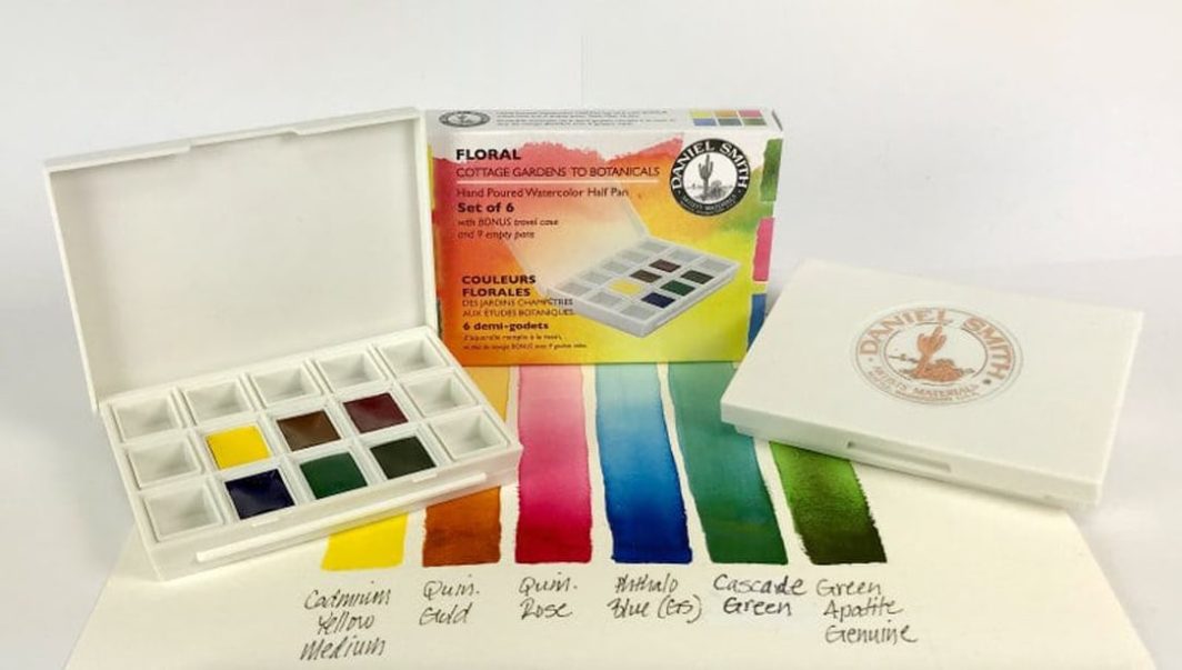 Daniel Smith Floral Cottage Gardens to Botanicals Hand Poured Watercolor Half Pan Set of 6 swatch