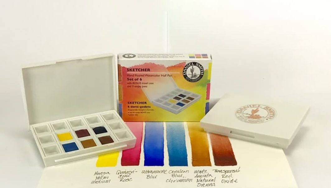 DANIEL SMITH Sketcher Hand Poured Watercolor Half Pan Set of 6 tubes swatch