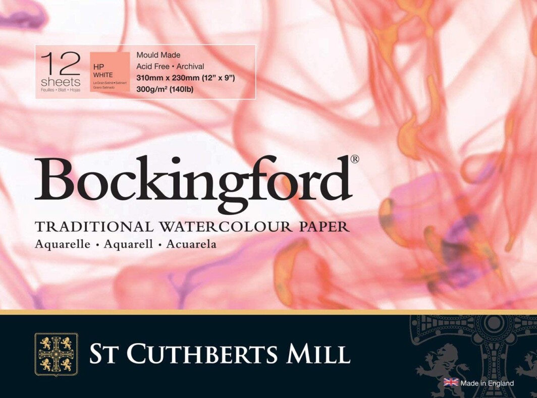 BockingfordTraditional Watercolour Paper 300gsm Glued Pad 12 "x 9 (310 x 230 mm (Hot Pressed)-0