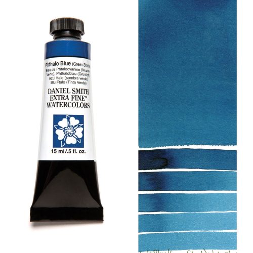Daniel Smith Watercolor Phthalo Blue (Green Shade) 15ml Tube swatch
