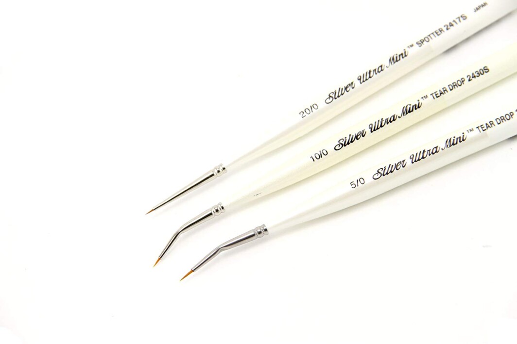 Silver Brush UMS-2435S Ultra Mini Tight Spot Short Handle Brush Set, 3 Per Pack-0