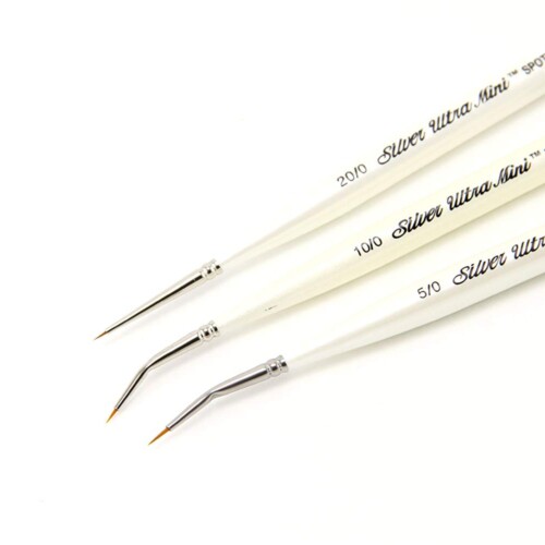 Silver Brush UMS-2435S Ultra Mini Tight Spot Short Handle Brush Set, 3 Per Pack-0