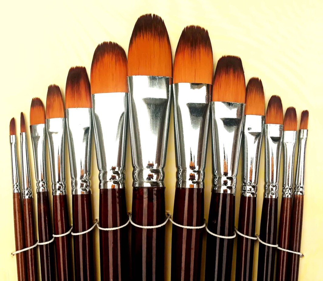 Bomega Filbert Best Artist Paint Brush Set (13 Brushes) for Acrylic, Watercolor Painting by Bomega Artist Brush -3421