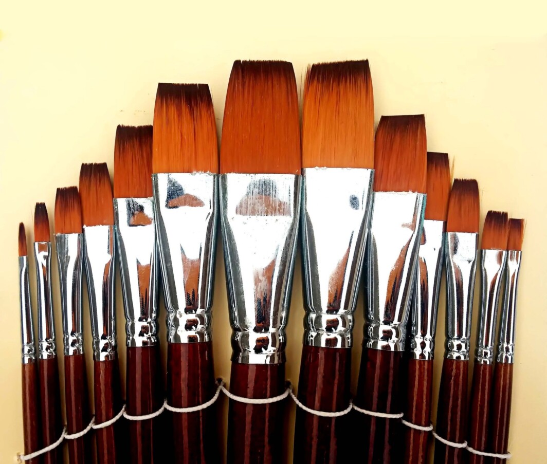 Bomega Flat Best Artist Paint Brush Set (13 Brushes) for Acrylic, Watercolor Painting by Bomega Artist Brush -3430