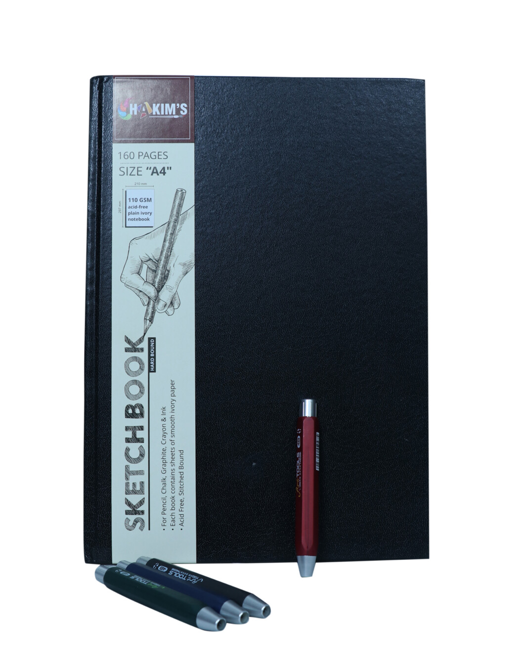 HS Sketch Book (A4 HARD BOUND) 160 Pages With Asint 5.6mm Short HandleTwistable Pencil Twist Up Mechanical Pencil Sketch Pencil 3B, 4B, 6B, 8B-0