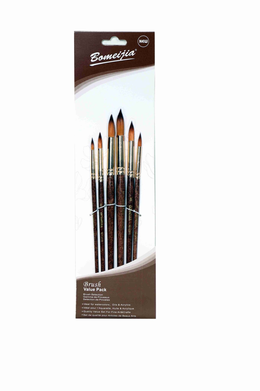Bomega Round Best Artist Paint Brush Set ( 6 Brushes) for Acrylic, Watercolor & Oil Painting by Bomega Artist Brush -3936