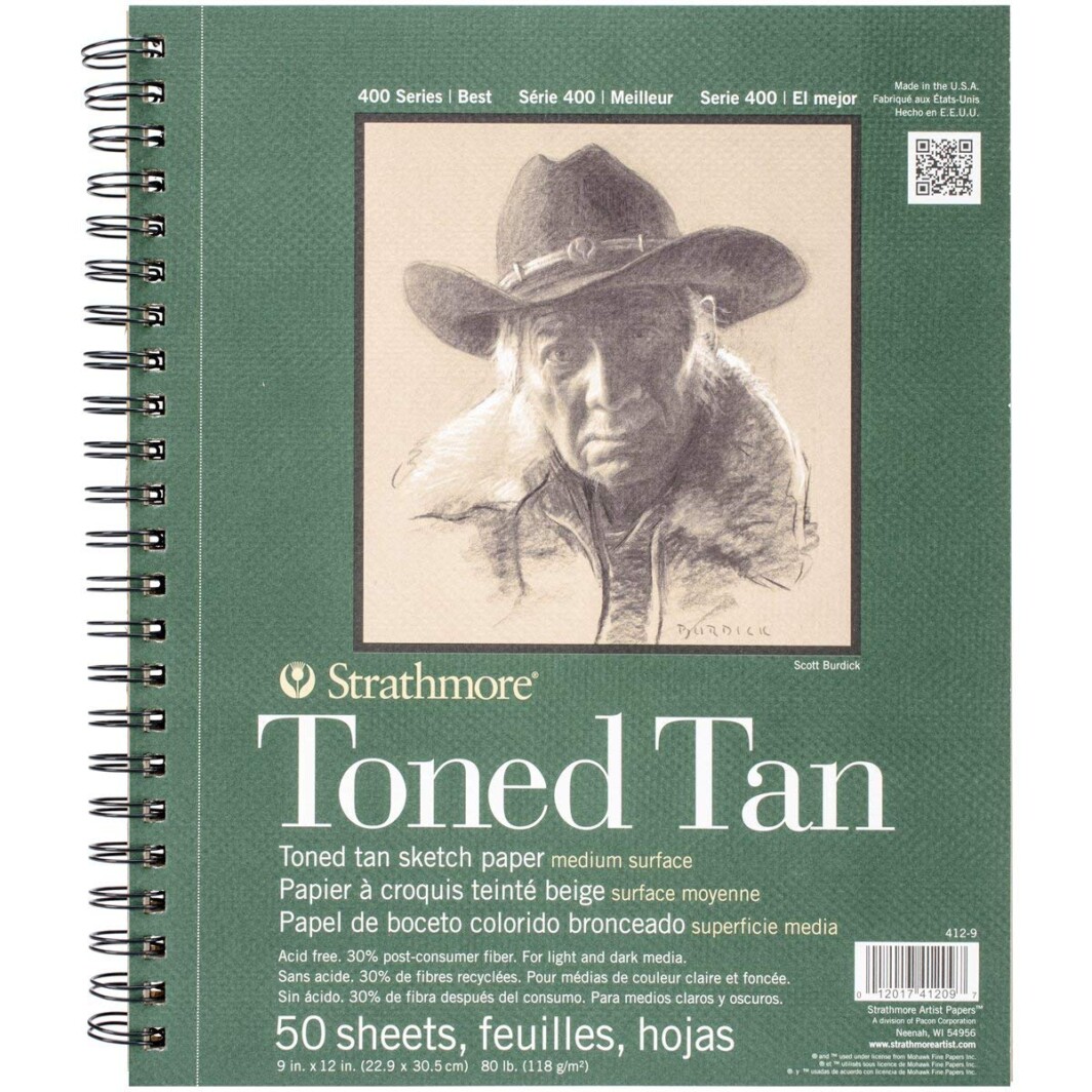 Strathmore Spiral Toned Tan Sketch Book, 9 inch x 12-Inch, 50 Sheets-0