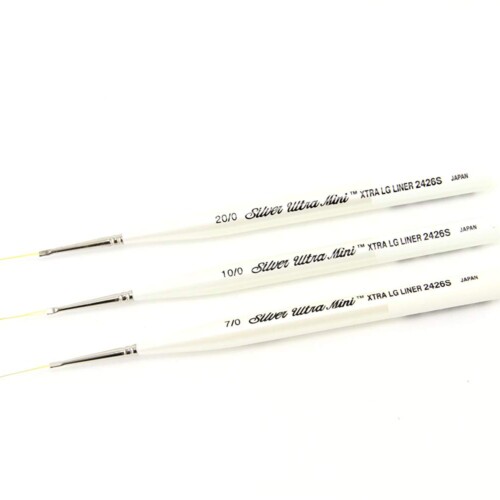 Silver Brush UMS-2440S Ultra Mini Striper Short Handle Brush Set, 3 Per Pack-0