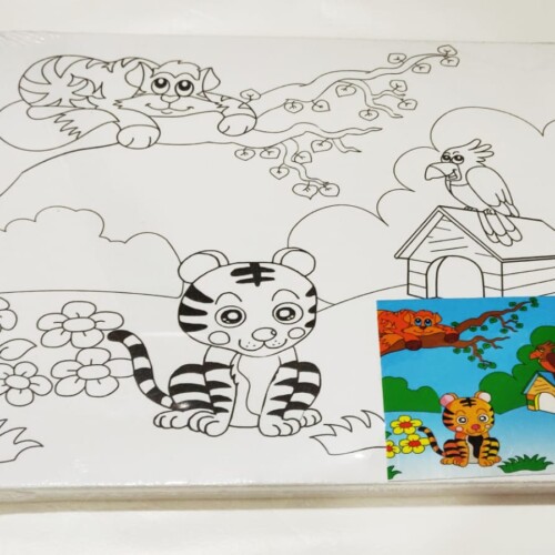 Bomega 2 Design printed canvas to paint Kids Digital Painting stretched Canvas Pack of 2-0