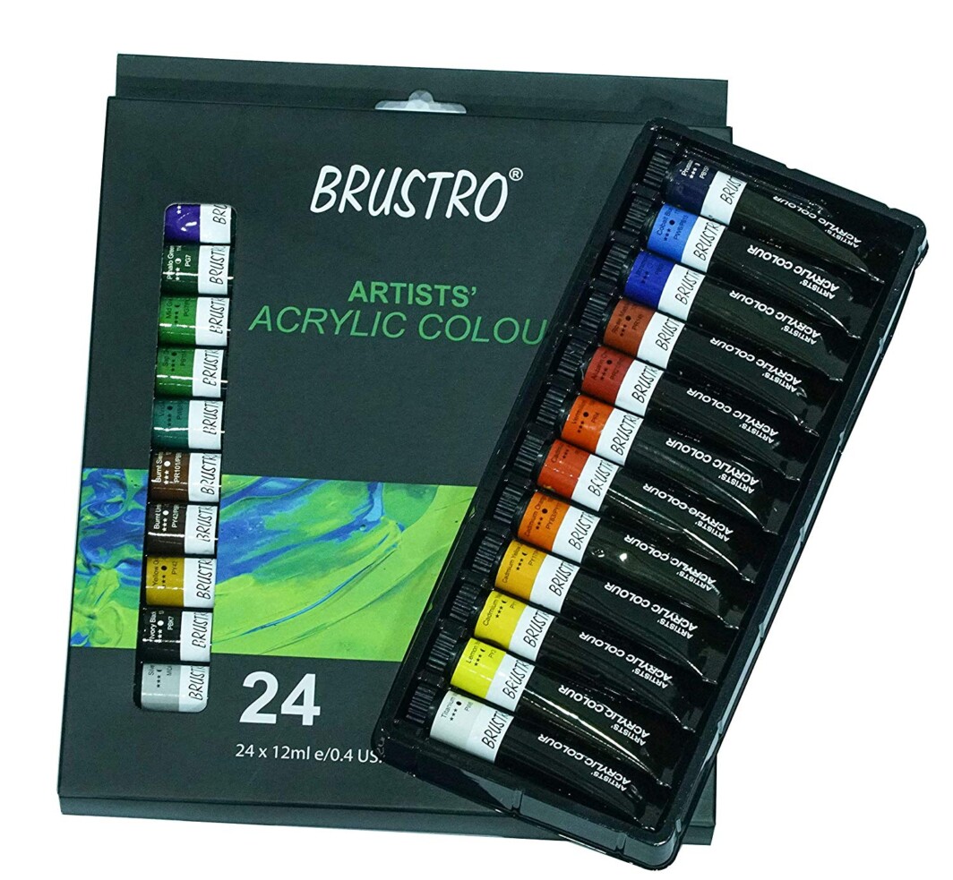 BRUSTRO Artists’ Acrylic Colour Set of 24 Colours X 12ML Tubes-0