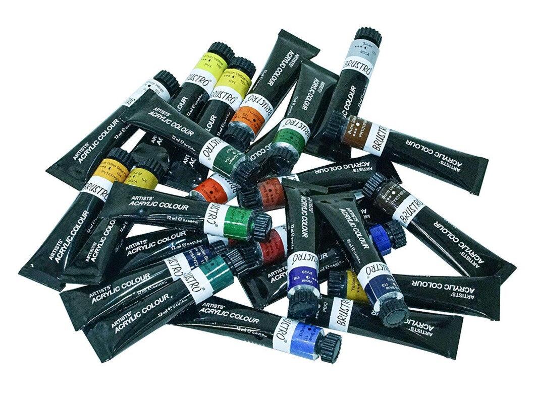 BRUSTRO Artists’ Acrylic Colour Set of 24 Colours X 12ML Tubes-3717