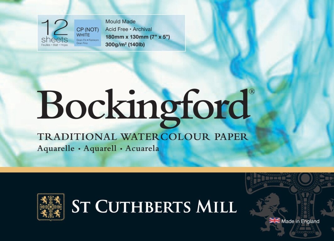 Bockingford Watercolour Pad 180mm x 130mm 300gsm 12 Sheets CP NOT (7" x 5")-0