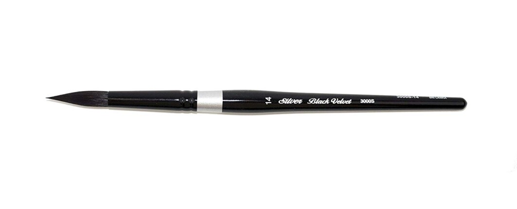 Silver Brush 3000S-14 Black Velvet Short Handle Blend Brush, Round, Size 14-0