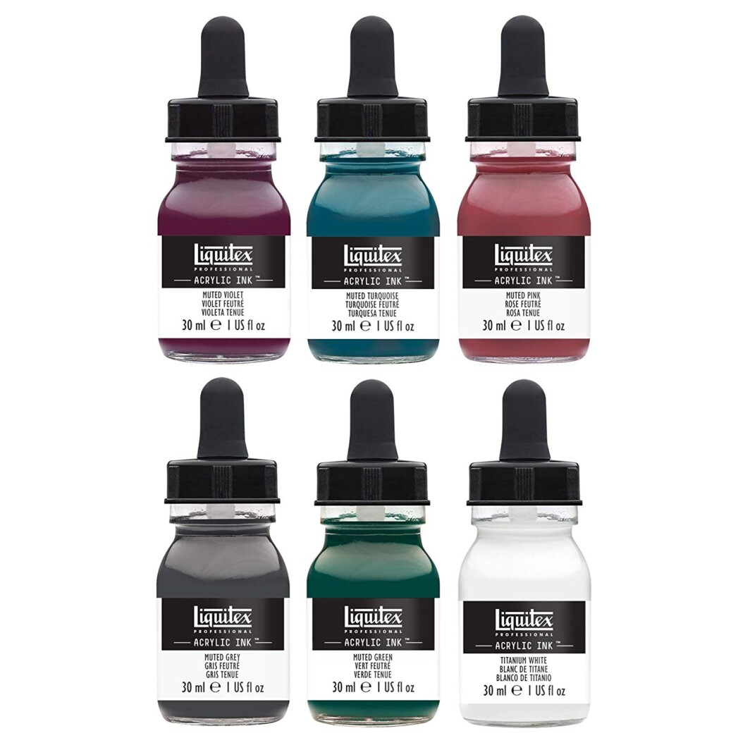 Liquitex Professional Acrylic Ink! Muted Collection Plus White 6-Piece Set-4230