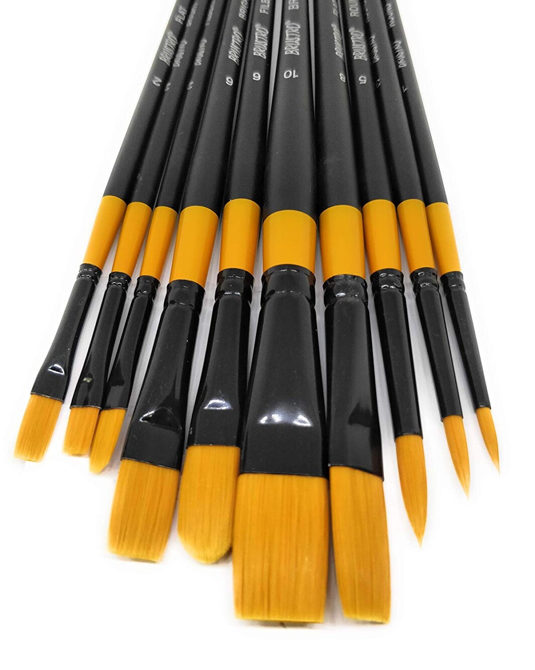 BRUSTRO Artists’ Gold TAKLON Set of 10 Brushes for Acrylics, Oil and Watercolour.-4308