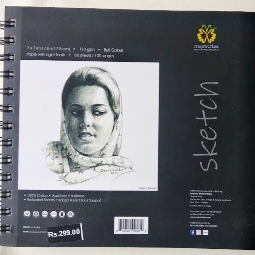 Maestriaa Wiro Sketch Pad 7 X 7 In 110 gsm Buff Colour Paper With Light Tooth 50 Sheets -0