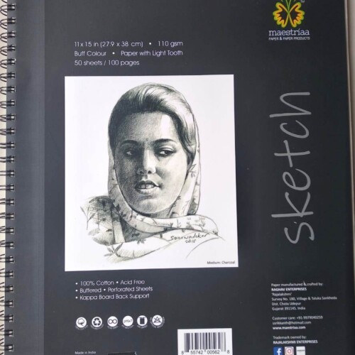 Maestriaa Wiro Sketch Pad 11 X 15 In 110 gsm Buff Colour Paper With Light Tooth 50 Sheets -0