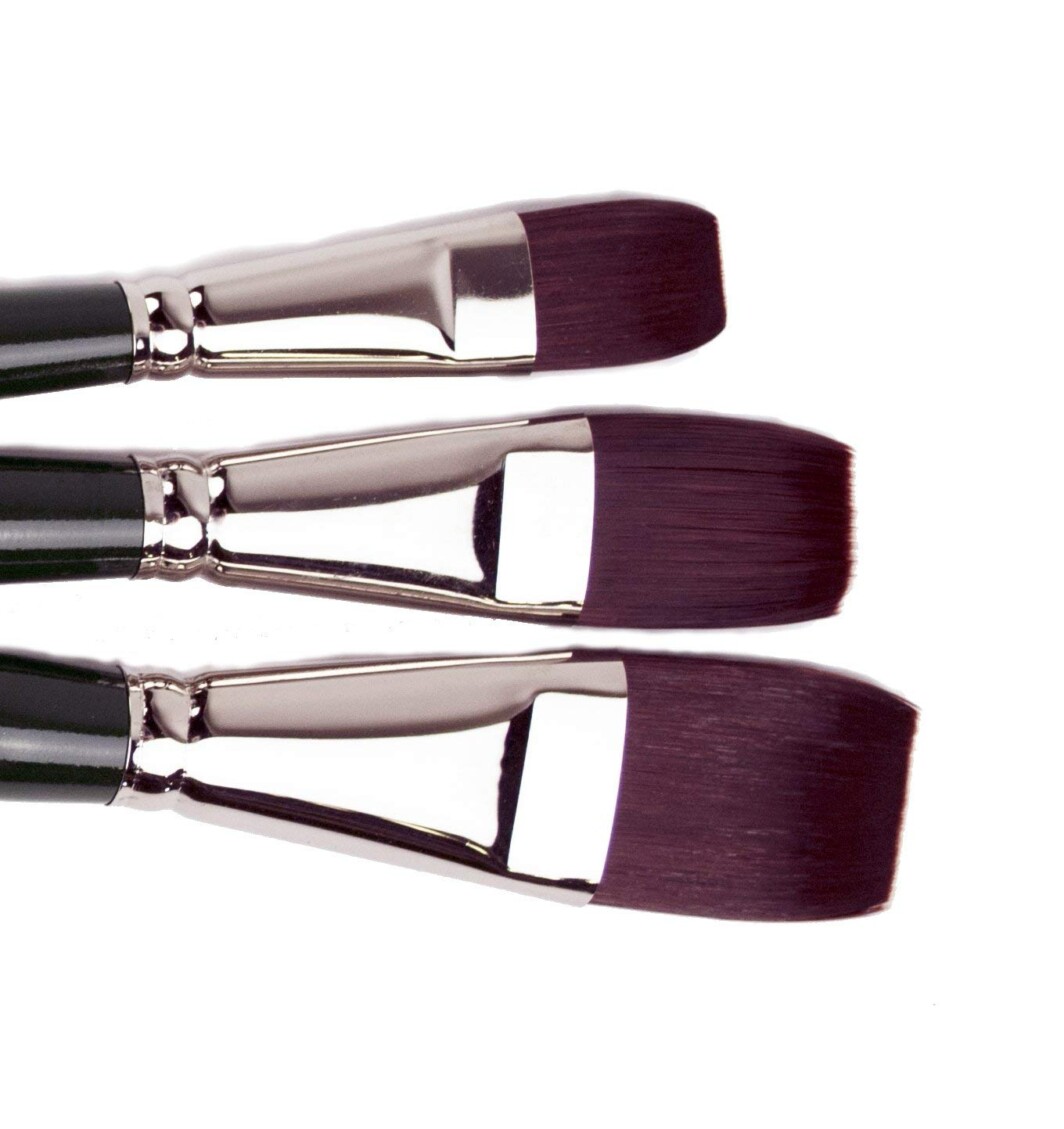 Silver Brush Ruby Satin Set of 3 Short Handle Synthetic Jumbo Size Bright Brushes RSS-2573S-0
