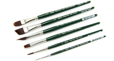 Silver Brush Ruby Satin Set of 6 Short Handle Synthetic Starter Brushes RSS-2560S-0