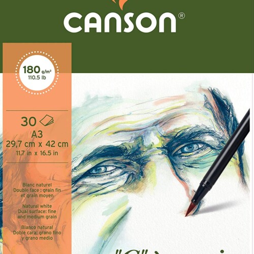 Canson C a Grain 180gsm Heavyweight drawing paper, fine grain texture, A3 pad including 30 sheets 29.7 x 42 cm-0