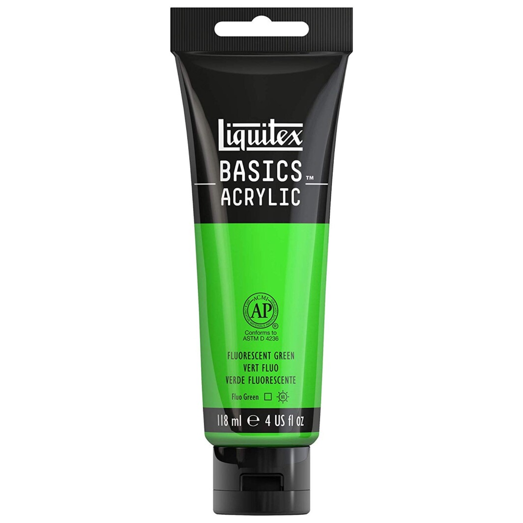 Liquitex BASICS Acrylic Paint, 4-oz tube, Fluorescent Green-0