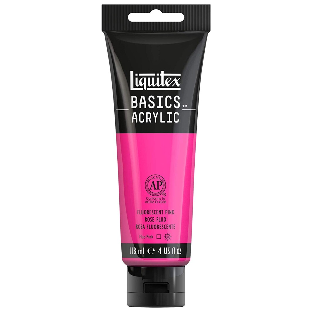 Liquitex BASICS Acrylic Paint, 4-oz tube, Fluorescent Pink-0