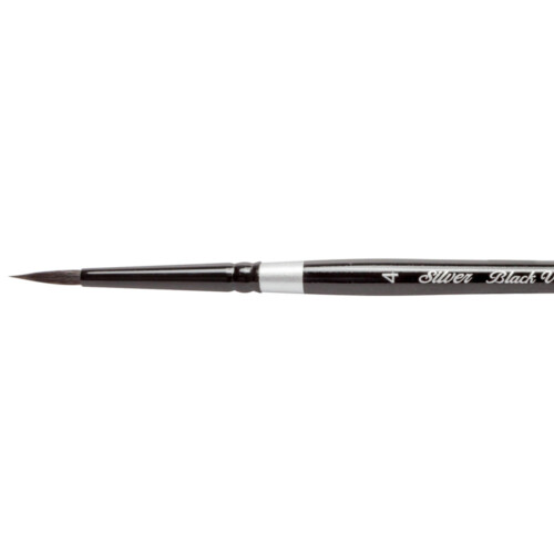 Silver Brush 3007S-4 Black Velvet Short Handle Blend Risslon Brush, Script Liner, Size 4-0