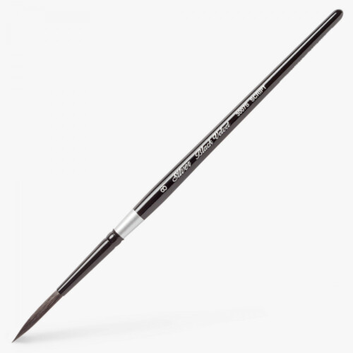 Silver Brush 3007S-8 Black Velvet Short Handle Blend Risslon Brush, Script Liner, Size 8-0