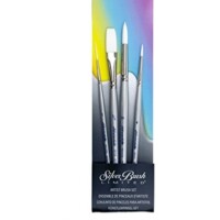 Silver Brush 1500-1 Silverwhite Long Handle White Taklon Brush Size 1 Round 