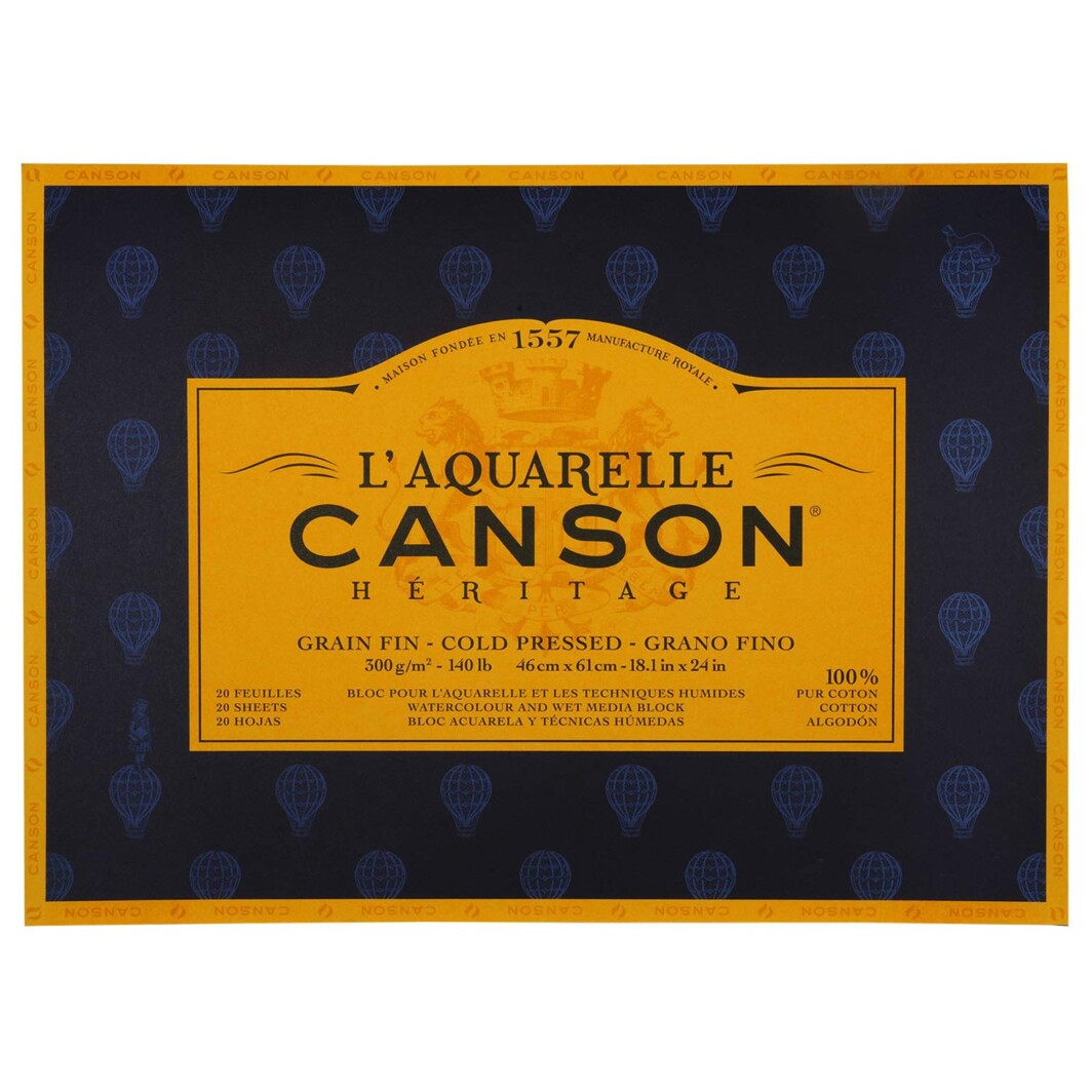 Canson Heritage Watercolour Paper Block 300gsm 46x61cm 20 Sheets Cold Pressed-0