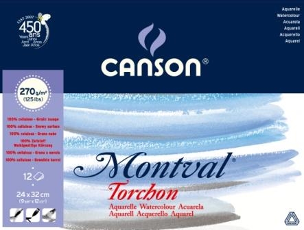 Canson Montval 1 side glued 270 gsm Snowy Grain Size (24x32cm) 12 sheets-0