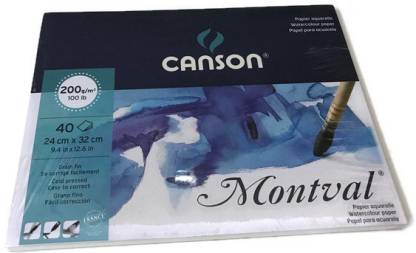 Canson Montval Pads glued on long side Cold pressed Sketch Pad (Natural White, 40 Sheets)-0