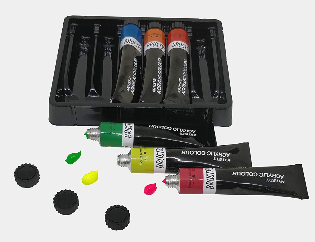 BRUSTRO Artists’ Acrylic Colour Set of 6 Fluorescent Colours X 12ML Tubes-5024