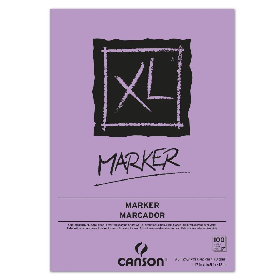 Canson XL Marker 70 GSM A3 Pad of 100 Extra Smooth Sheets-0